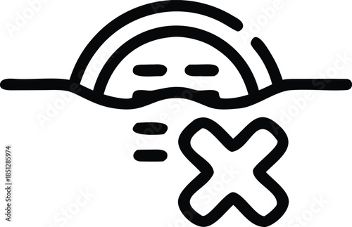 Vector illustration of a skull wearing black hats in a simple cartoon style