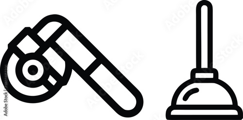 Vector illustration set of tools with a hand drawn electric plug icon