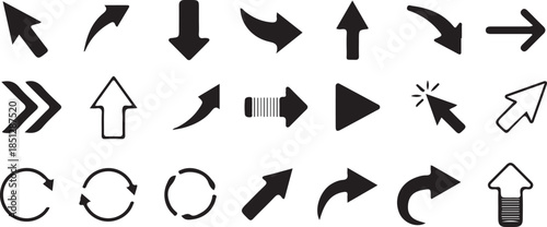 Collection of various arrow symbols for navigation and direction