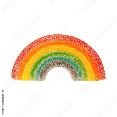 Colorful Candy Shaped Like a Rainbow Displayed on a White Background for Swee...