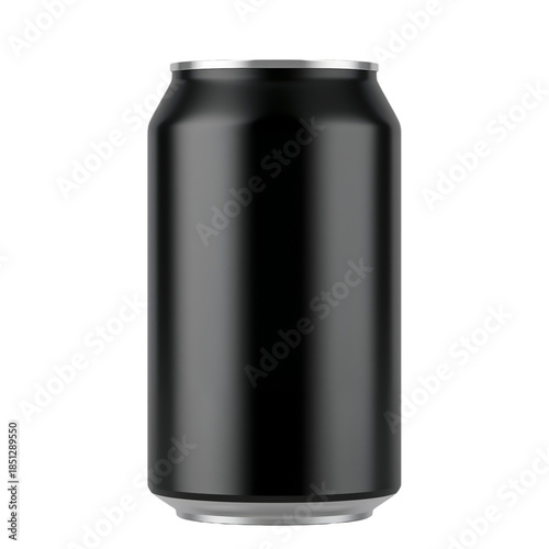 Black Aluminum Can Sitting on a Plain White Background
