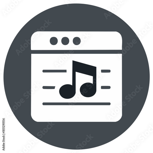 Online Music Notes and Notation Graphic Representing Digital Audio and Sound