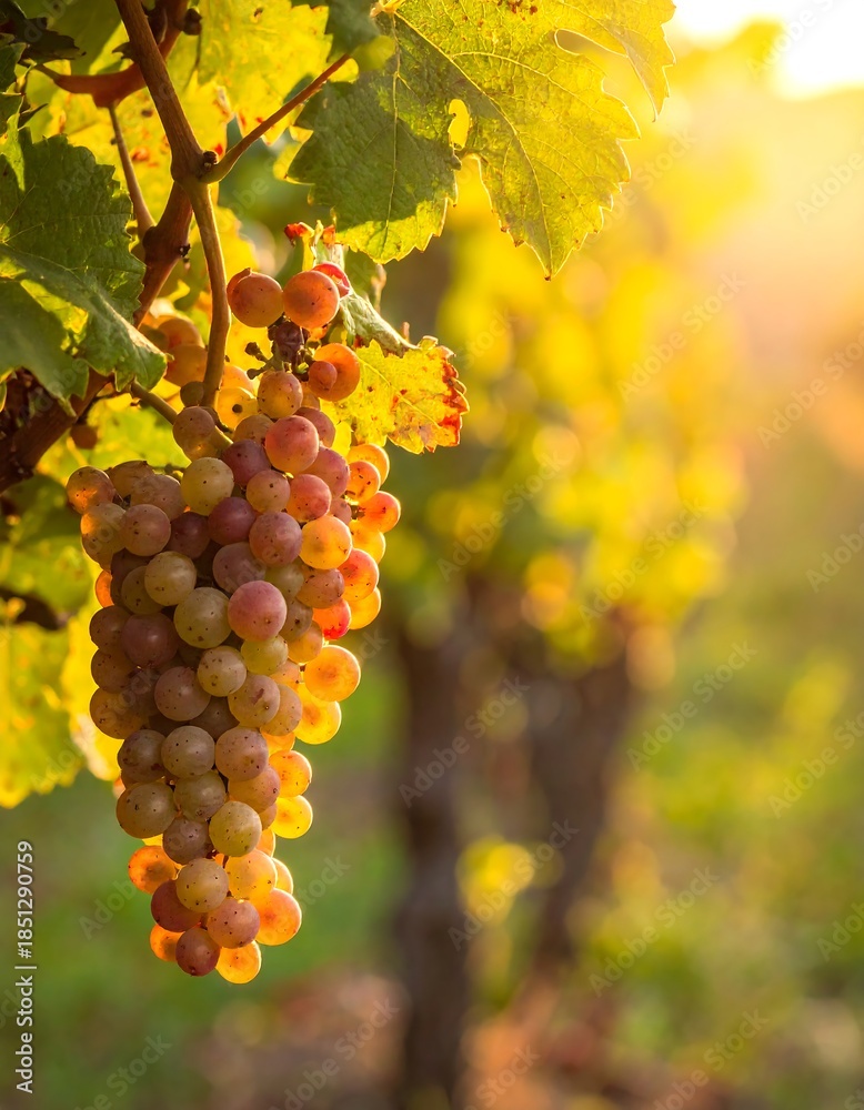Fototapeta premium Sunlight on a bunch of grapes