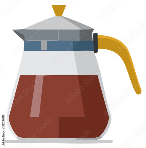 Elegant Coffee Pot Illustration Freshly Brewed Coffee in Glass Container Design