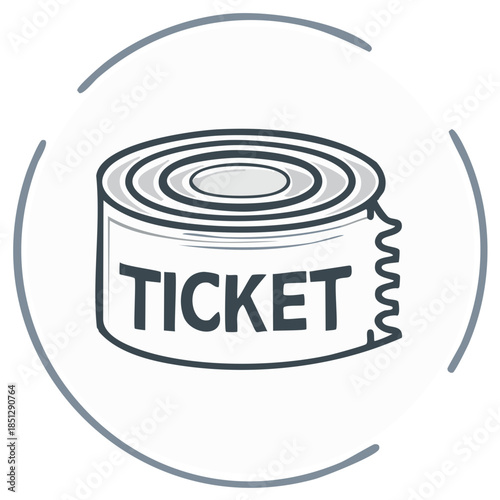 Tickets roll icon for event admission raffle or entry pass