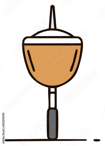 Graphic cartoon fishing bobber float icon with orange body and pointed white tip for angling