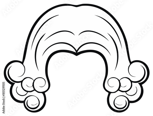 Vector outline illustration of a traditional powdered wig for lawyers judges or historical costume