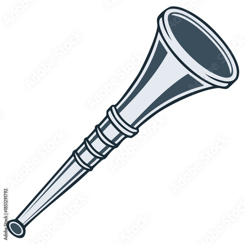 Stylized Illustration of a Silver Trumpet Musical Instrument