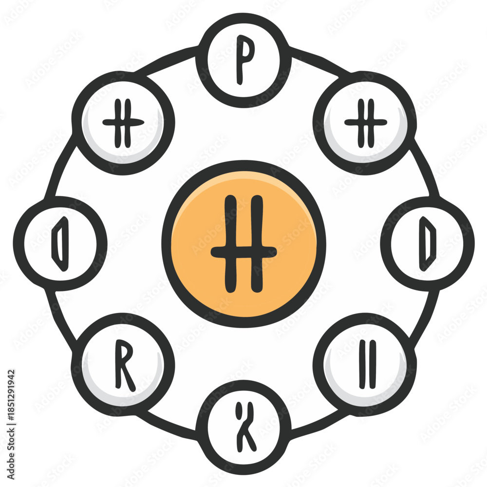 Obraz premium Stylized representation of the eight trigrams of the I Ching arranged in a circular pattern