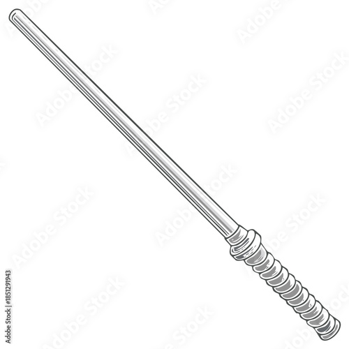Illustration of a Magical Wand with Silver Shine and Ornate Hilt Design Fantasy and Storytelling Elements