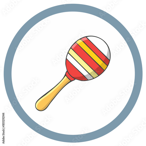 Colorful striped maraca musical instrument cartoon illustration for celebration and rhythm designs