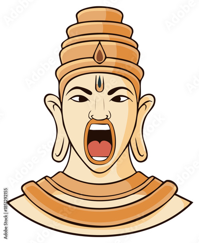 Hindu God Depicted in Art Showing Fury Illustration With Open Mouth