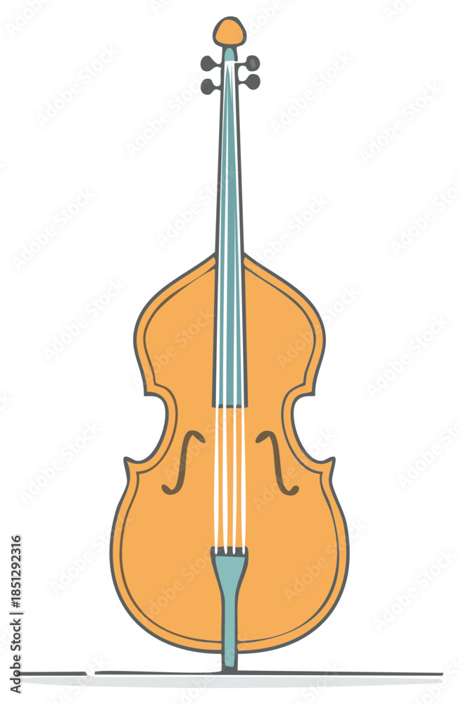 Fototapeta premium Orange Double Bass Upright Bass Musical Instrument Illustration Design