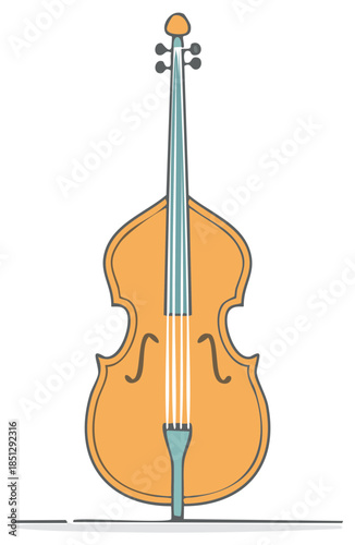 Orange Double Bass Upright Bass Musical Instrument Illustration Design