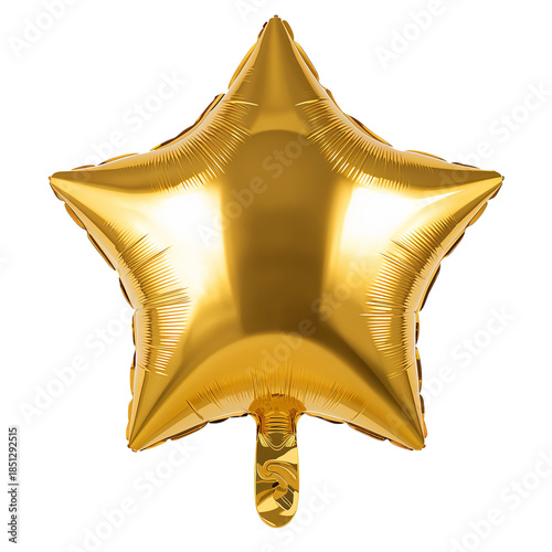 Gold Star Balloon Floats Against a Plain Background During a Celebration Even...