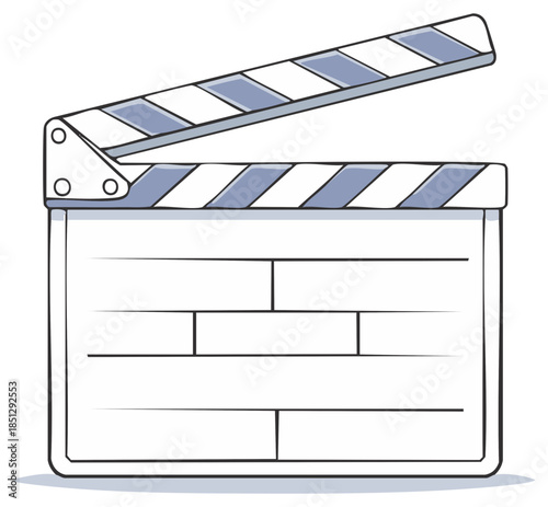 Stylized clapperboard open used in film industry for production in cartoon art movie making concept vector