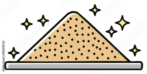 Icon of a pile of granules with sparkling stars, vector illustration