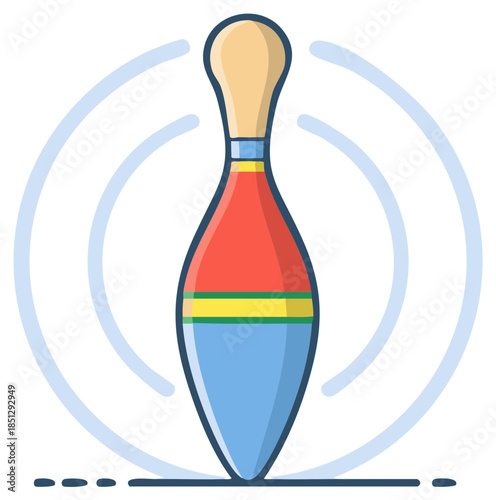 Flat Design Bowling Pin Skittle Target Recreation Sport Icon Graphic