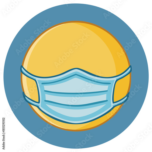 Smiling emoji wearing a protective face mask for health and safety