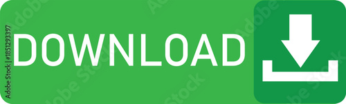 green download button with white downward arrow icon for file transfer and software installation interface isolated background.