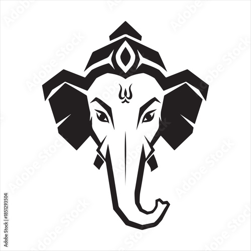 Ganesha Elephant Head Icon Art Design Vector