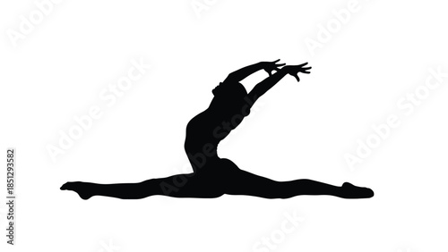 Silhouette of a person stretching with arms raised