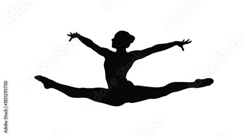 Silhouette of a person doing a side split exercise on the floor