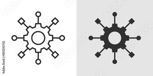 Algorithm icon representing computational logic and processes, featuring flowcharts, nodes, or interconnected lines to symbolize step-by-step problem-solving and data operations.