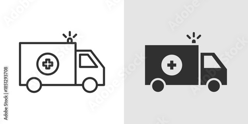 Ambulance icon representing emergency medical services, featuring a vehicle with a cross or siren to symbolize urgent healthcare and rapid response.