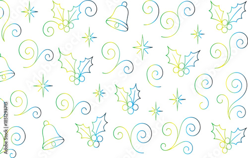 Festive holiday pattern with holly and bells Vector