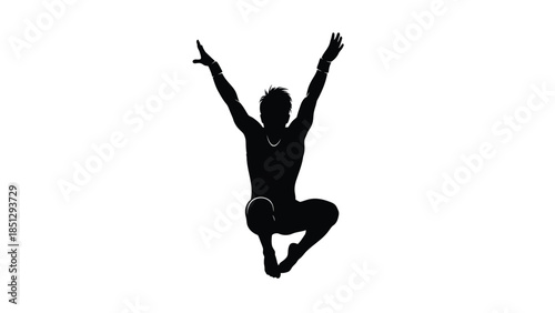 Silhouette of a person jumping with arms raised