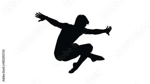 Silhouette of a person jumping with arms outstretched