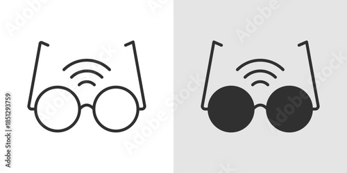 AR glasses icon representing augmented reality eyewear, featuring smart glasses with digital overlays to symbolize immersive, interactive visual experiences.