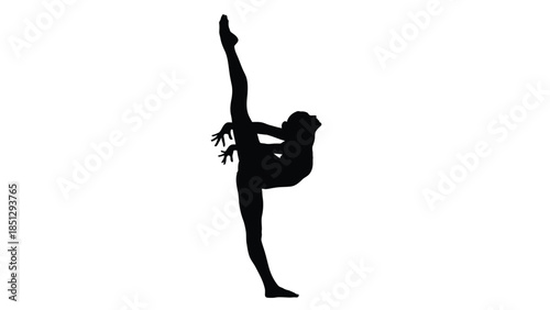 Silhouette of a person performing a kick in a dance pose