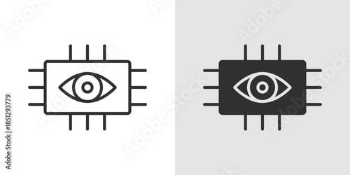 AI recognition icon representing intelligent identification, featuring a face, object, or pattern with neural or circuit elements to symbolize AI-powered detection and analysis.