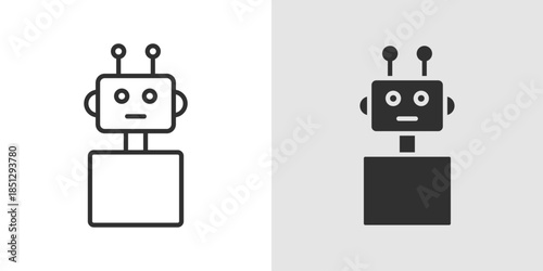 AI robot icon representing artificial intelligence and robotics, featuring a humanoid or mechanical robot with neural or circuit elements to symbolize smart, automated systems.