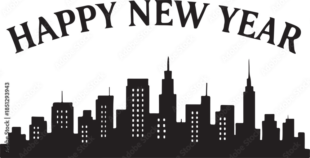 Fototapeta premium Happy new year cityscape Vector