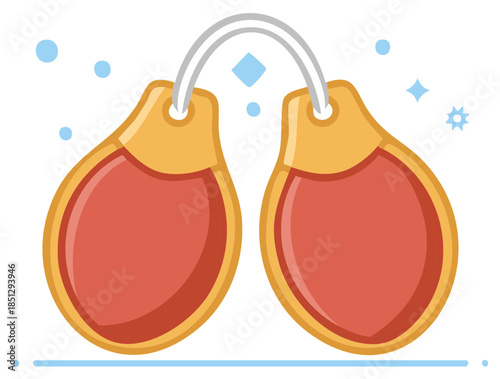 Flamenco Castanets Pair with Red Inlays and Golden Edges