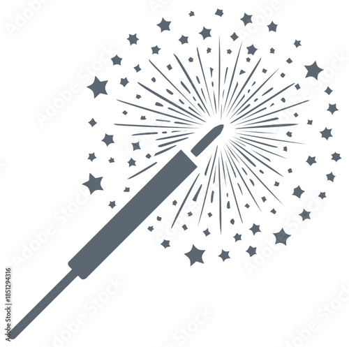 Festive sparkler emits radiating starburst with shimmering stars; a celebratory symbol of holidays and delightful occasions