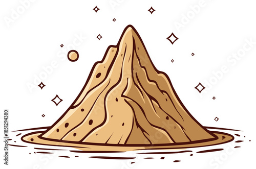 Stylized Sand Dune Mountain with Sparkling Highlights Creative Illustration