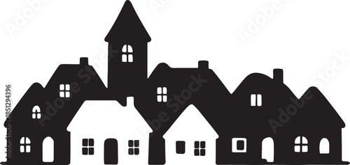 Silhouette of a row of houses Vector