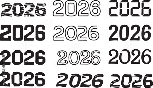 Future year displayed in multiple fonts Vector