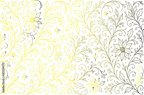 Intricate floral pattern in yellow and white Vector