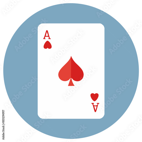 Ace of Spades Playing Card with Red Spade Symbol and Letter A