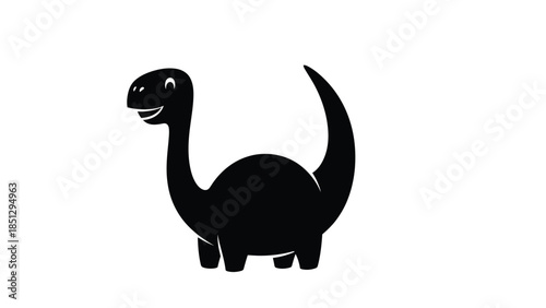 Black cartoon dinosaur with smiling face and long neck 1