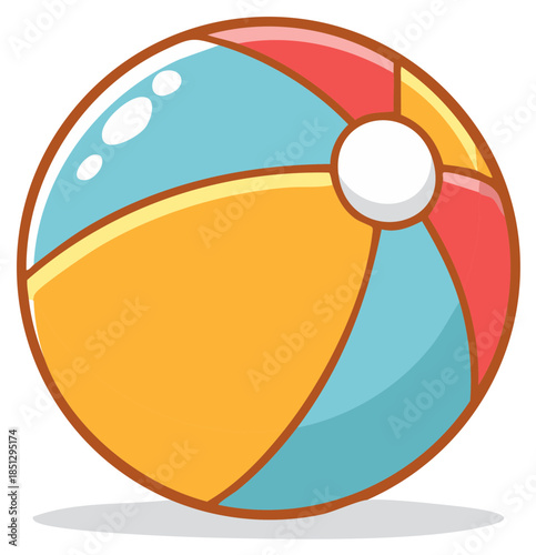 Colorful inflatable beach ball vector illustration with bright segments for summer fun