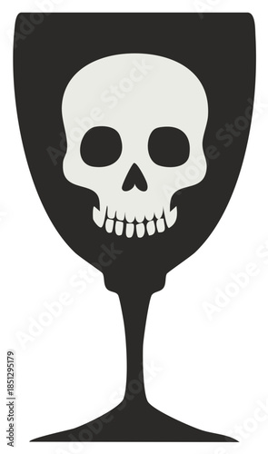 Stylized Skull Graphic Inside Wine Glass Silhouette