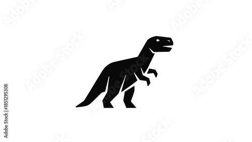 Black silhouette of a dinosaur standing on two legs white prehistoric