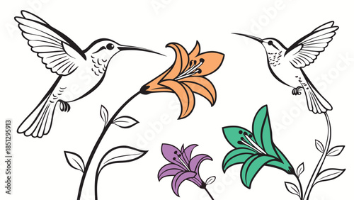 Vector illustration collection of six black airplanes flying in different directions