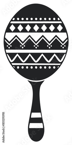Ornate maraca silhouette with ethnic patterns for fiesta celebration
